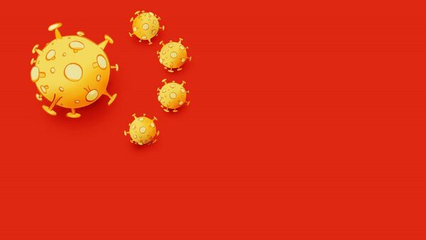 Koronavirüs sembolüyle çizilen Çin bayrağı - Sputnik Türkiye