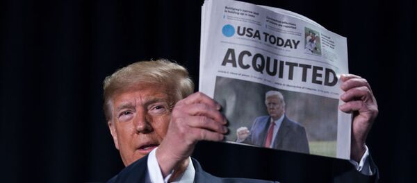 Trump, Senato’da dün hakkındaki azil suçlamalarından aklanması hakkında konuşma yaptı. - Sputnik Türkiye