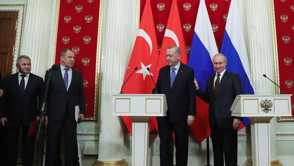 Moskova’daki zirve, Recep Tayyip Erdoğan-Vladimir Putin - Sputnik Türkiye