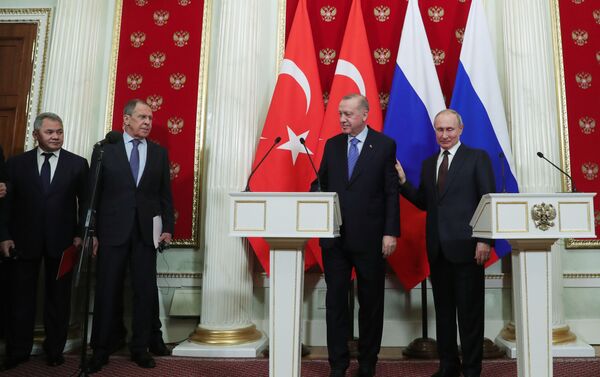 Moskova’daki zirve, Recep Tayyip Erdoğan-Vladimir Putin - Sputnik Türkiye