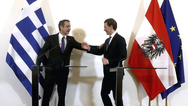 Yunanistan Başbakanı Kiryakos Miçotakis  - Avusturya Başbakanı Sebastian Kurz - Sputnik Türkiye