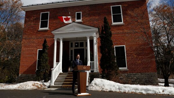 Kanada Başbakanı Justin Trudeau, eşi Sophie Trudeau’nun koronavirüs testinin pozitif çıkması üzerine girdiği karantinada basın toplantısı düzenledi - Sputnik Türkiye