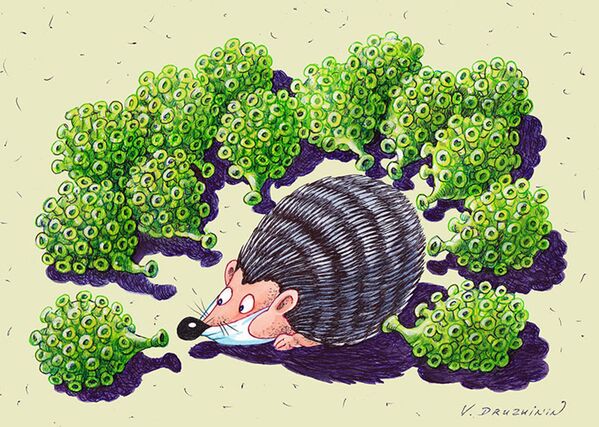İranlı karikatüristler dünyanın dört bir yanından sanatçıları koronavirüsle mücadelede birleştirdi - Sputnik Türkiye