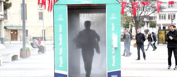 Koronavirüs dezenfekte tüneli Koronavirüs dezenfekte tüneli - Sputnik Türkiye