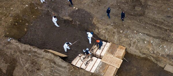 ABD'nin New York şehrinin Hart Adası'nda koronavirüs kurbanlarının toplu mezarlara gömüldüğü havadan görüntülendi. - Sputnik Türkiye