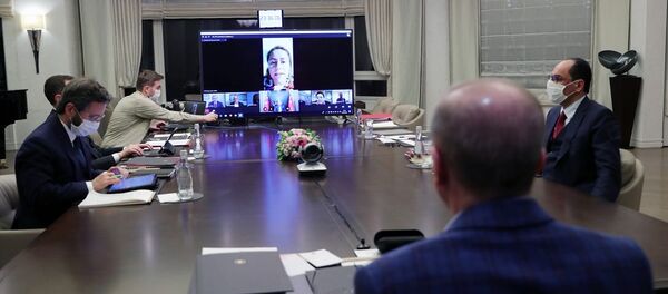 Türkiye Cumhurbaşkanı ve AK Parti Genel Başkanı Recep Tayyip Erdoğan, AK Parti İstanbul İl Teşkilatı ile videokonferans yöntemiyle görüşme gerçekleştirdi.  - Sputnik Türkiye