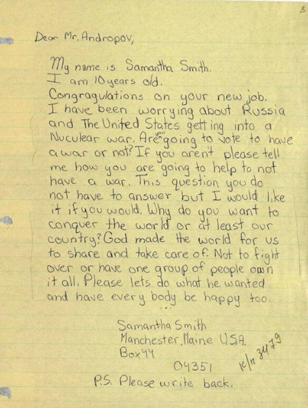 Andropov’un ABD’li küçük ‘mektup arkadaşı’: Samantha Smith’in SSCB yolculuğu 37 yıl önce bugün başladı - Sputnik Türkiye